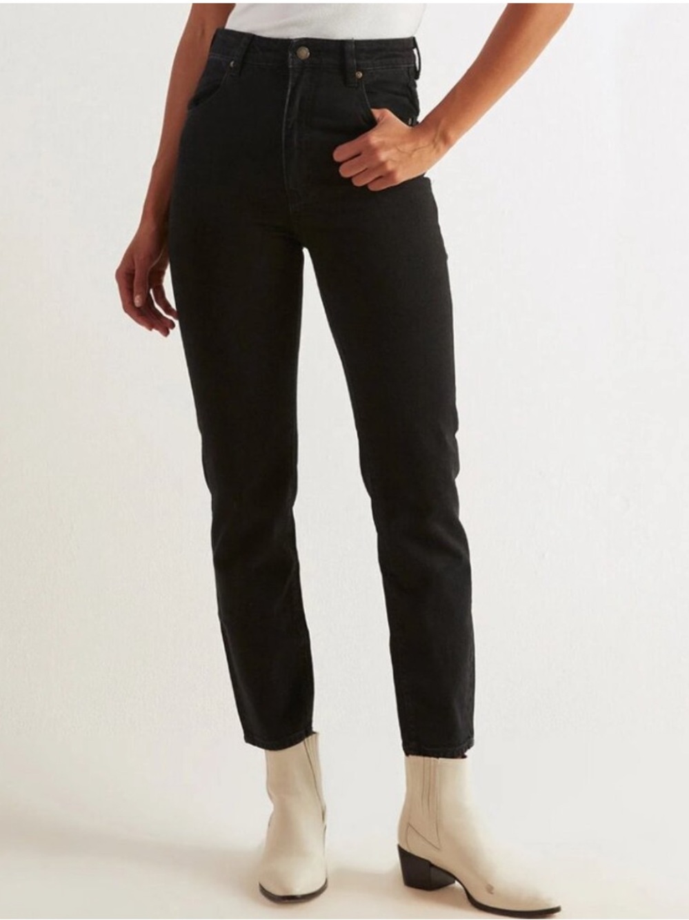 ROLLA'S Duster Straight Leg Fit Black Jeans, Size:25
